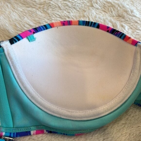 Xhiliration Yellow Strapless Style Swim Top Medium - Picture 8 of 8